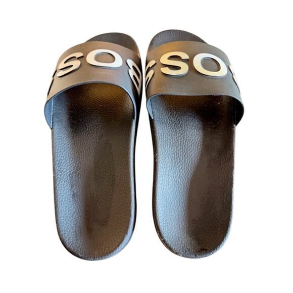 BOSS Hugo Boss Black Logo Slides Sandals – Men’s Size 11 (Made in Italy) - Picture 3 of 8